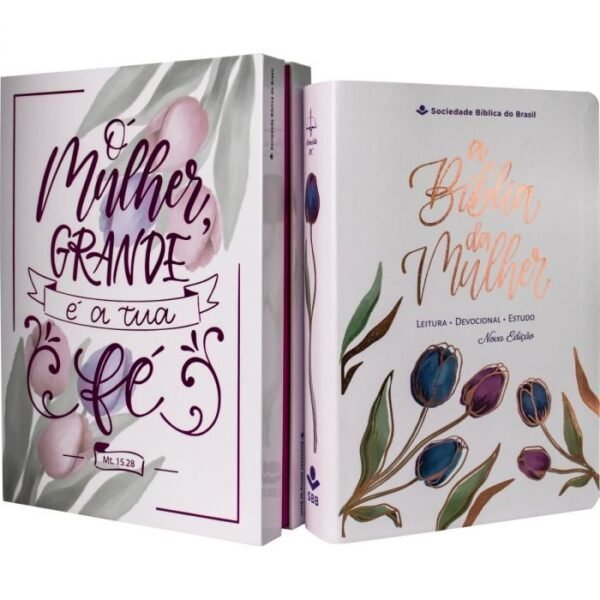 ARC065NBEM- BIBLIA DA MULHER COM TULIPAS BRANCA